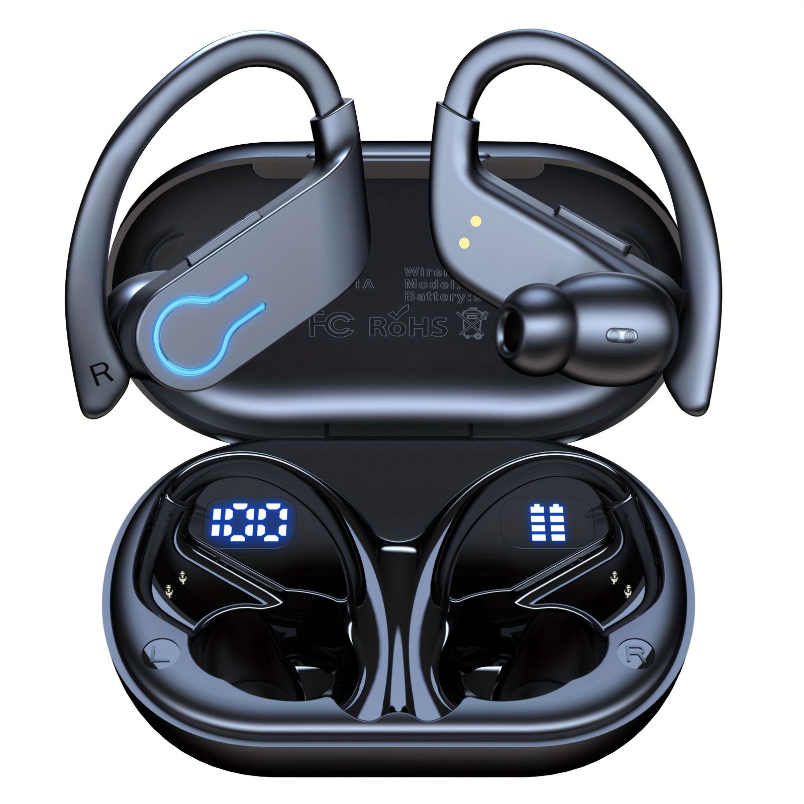 

Mozc Wireless Sports Earbuds 120 Hours Playback Time Hifi Sound Quality Earbuds For Sports, Charging Case With Led Display, Headphones For Running/exercising/traveling