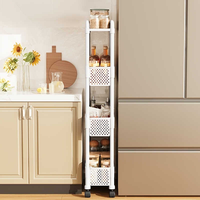 4-Layer Stackable Gap Storage Rack, Mobile Multi-Functional Cart