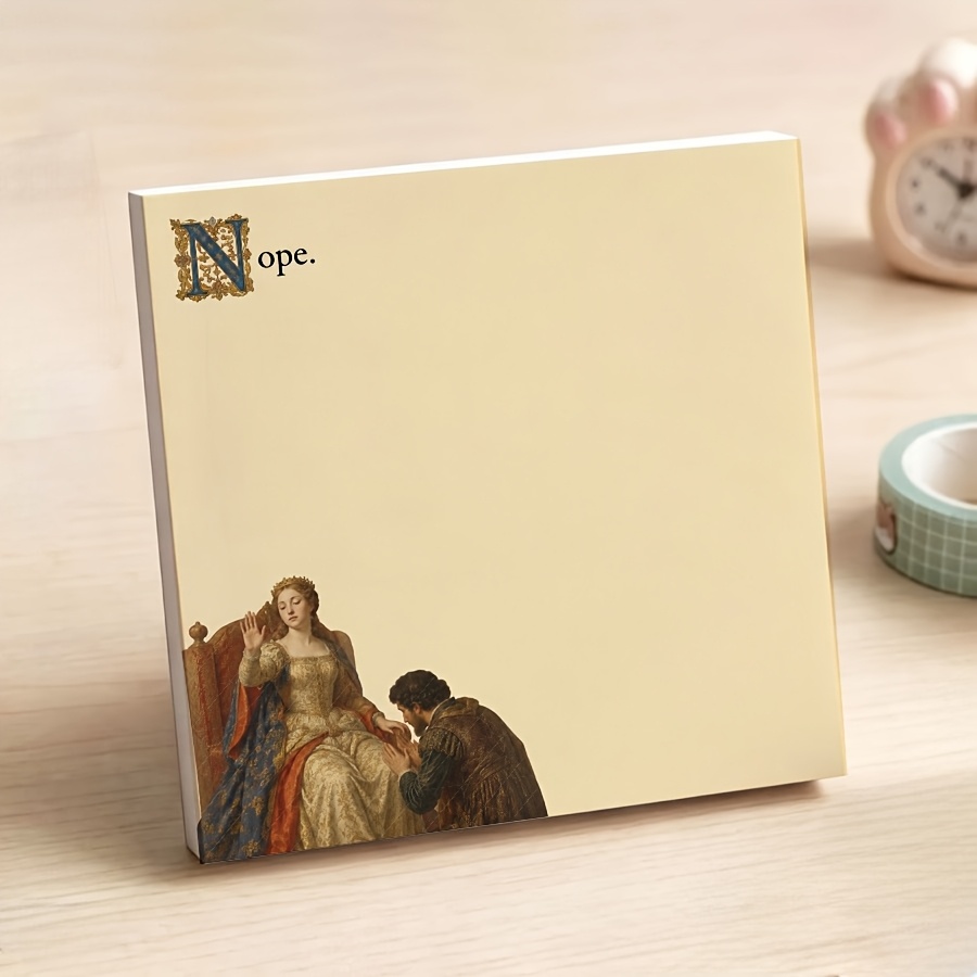 TEMU Carnet de notes "Non." Art sarcastique, bloc-notes rétro Renaissance à déchirer, papier à écrire vierge vintage pour une décoration de bureau