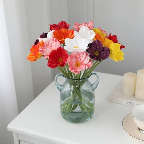 12pcs artificial poppy flower suitable for home wedding housewarming party office table center decoration colorful spring and summer holiday gifts