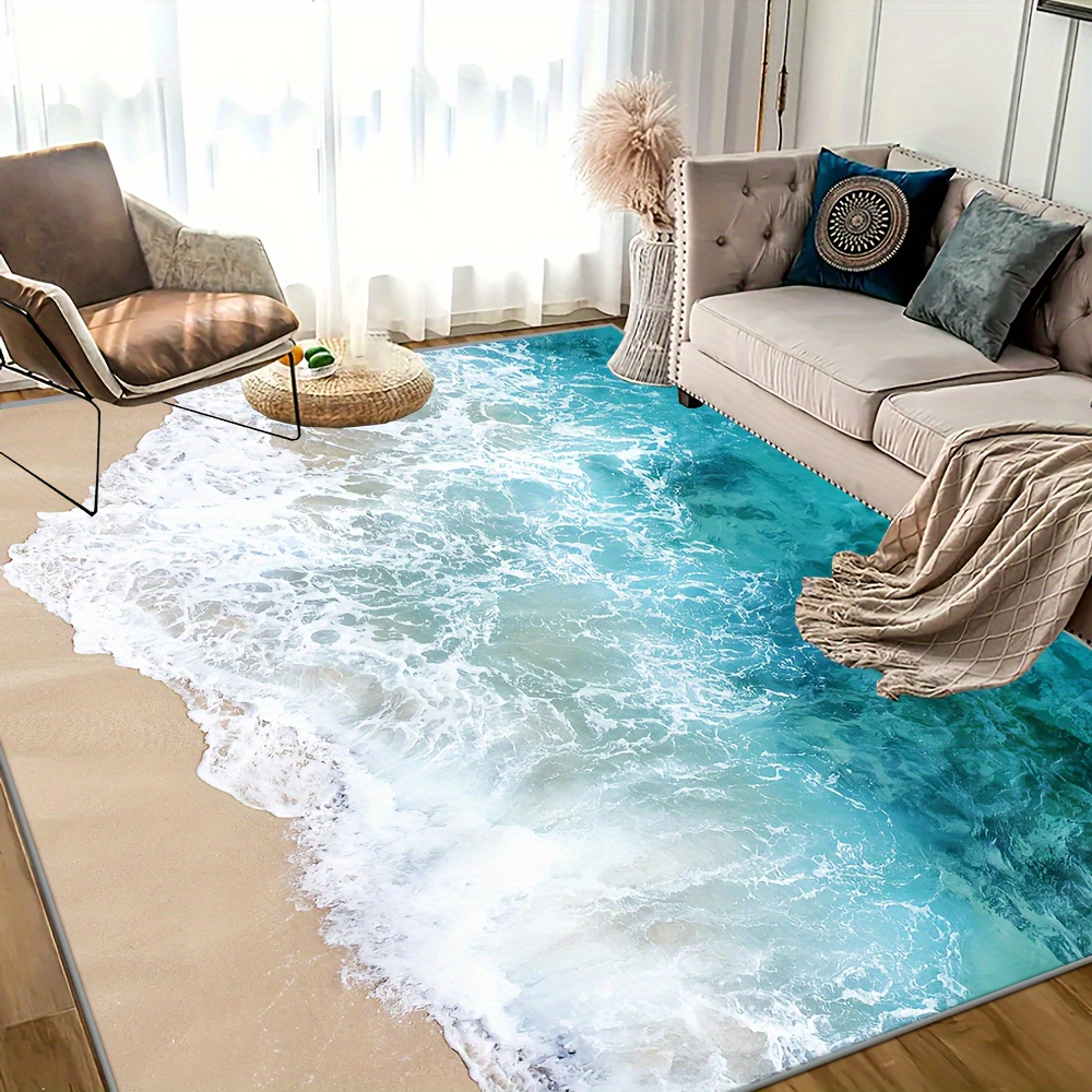 

Luxurious Faux Cashmere Beach Wave Area Rug - Large, Stain-resistant & Easy To Clean For Indoor/outdoor Use - Perfect For Decks, , Beaches, Balconies & Rvs