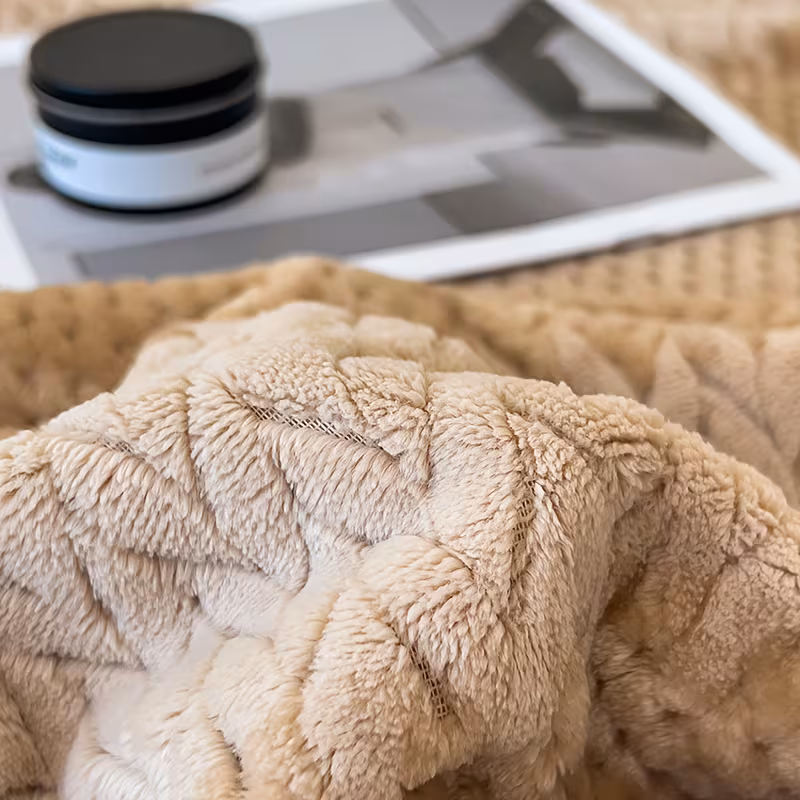 1 soft light beige friendly milk velvet blanket luxury bedspread sofa cover beige gray cloud pattern machine washable beige gray neutral tones for bedroom milk velvet fabric Product details 9