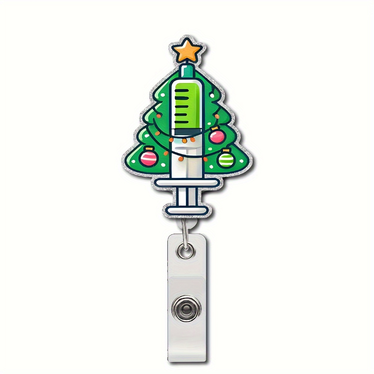 

1pc Nursing Theme Retractable Id Badge Reel, Abs Resin Syringe , Clip For Nurses, Doctors, Rn, Lpn - Green Needle Holder Card Holder