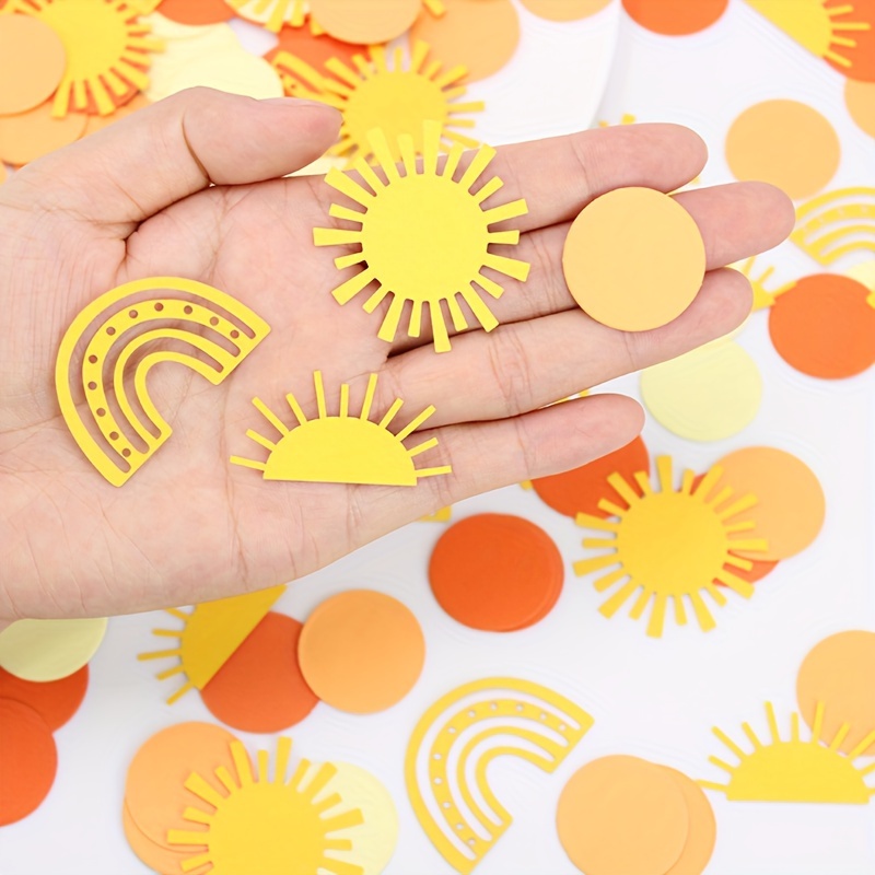 110pcs Bohemian Sun Polka Dot Confetti Orbiting The Are My Sunshine Party Table Decoration Bridal Shower Party Bohemian Birthday Wedding Decor Supplies, For Christmas, Halloween