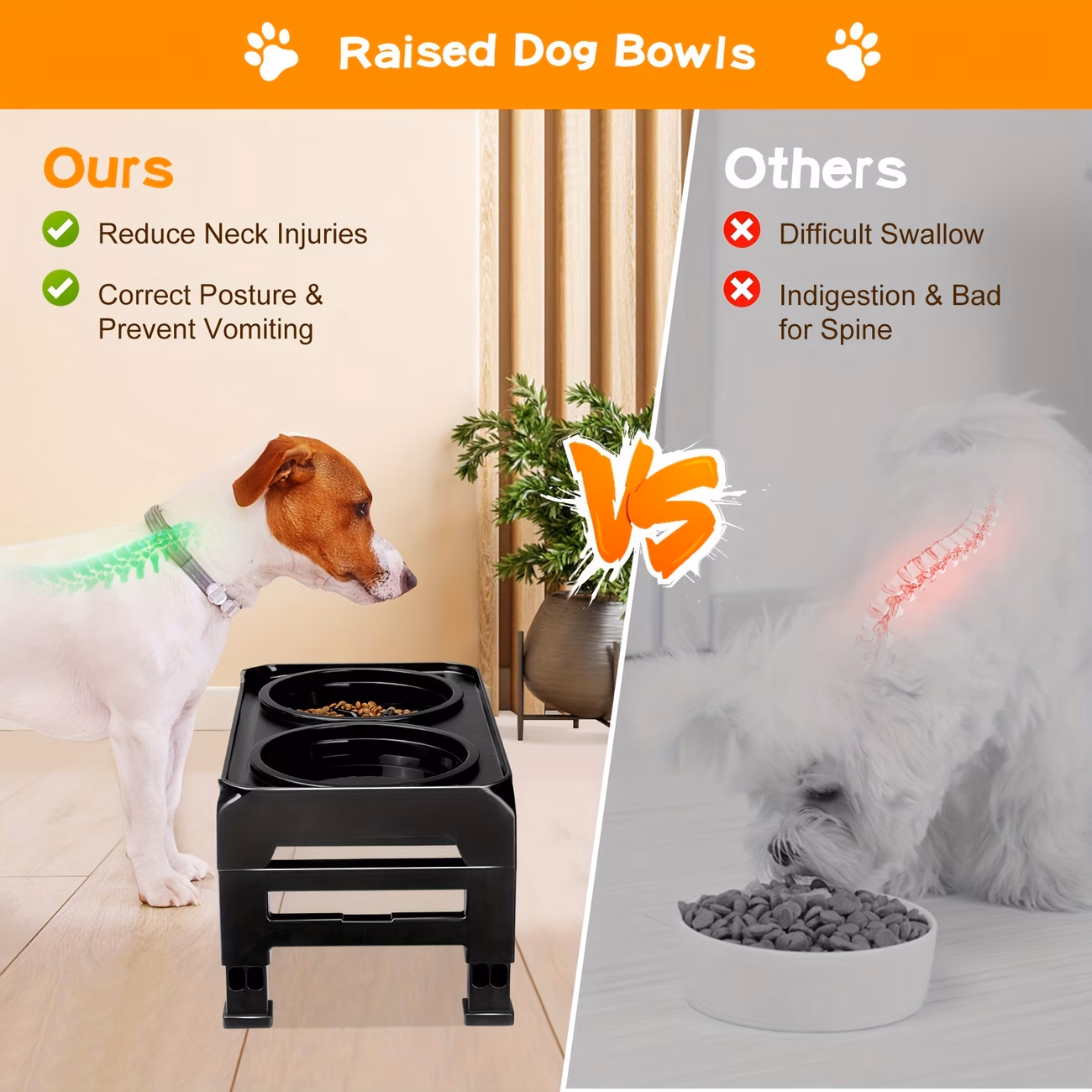 elevated dog bowls 3 height adjustable raised dog bowl with slow feeder bowl and water bowl adjusts to 2 75 6 7 5 for small dogs black gray Product details 7