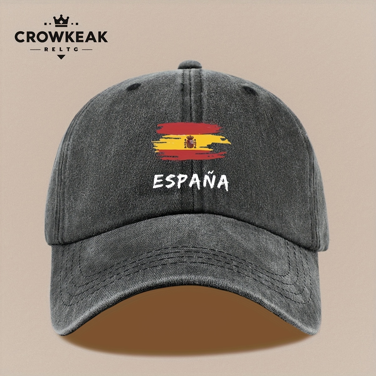 TEMU 1 Gorra de béisbol con estampado vintage desgastado de ESPAÑA, sombrero parasol , transpirable y . Adecuado para hombres como para mujeres, esta