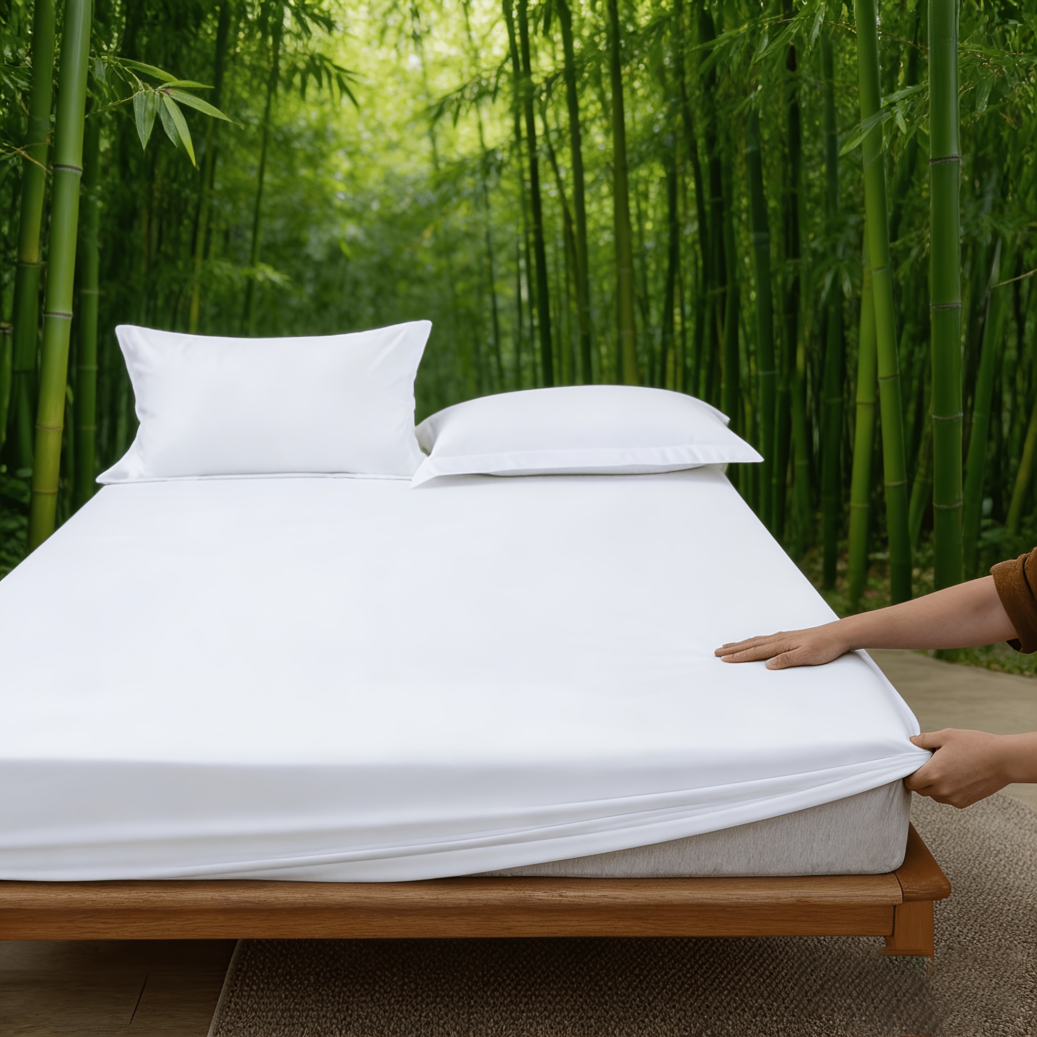 1pc bamboo fiber comfortable 16 inch fitted sheet bed sheet ultra soft for   suitable for bedroom   dorm hotel machine washable breathable lining no print design dorm room essential