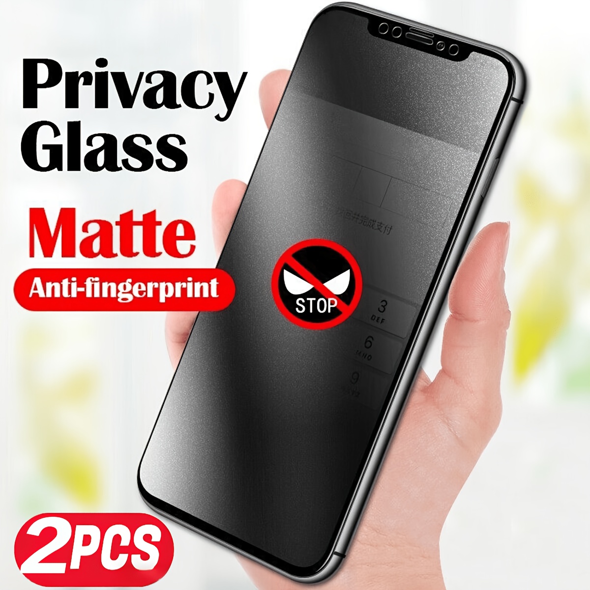 TEMU 2pcs Matte Privacy Tempered Coverage Screen Protector, Made Of Tempered Glass Material, For Iphone 17 Pro Max/17pro/17e/16promax/16pro/16/15pro