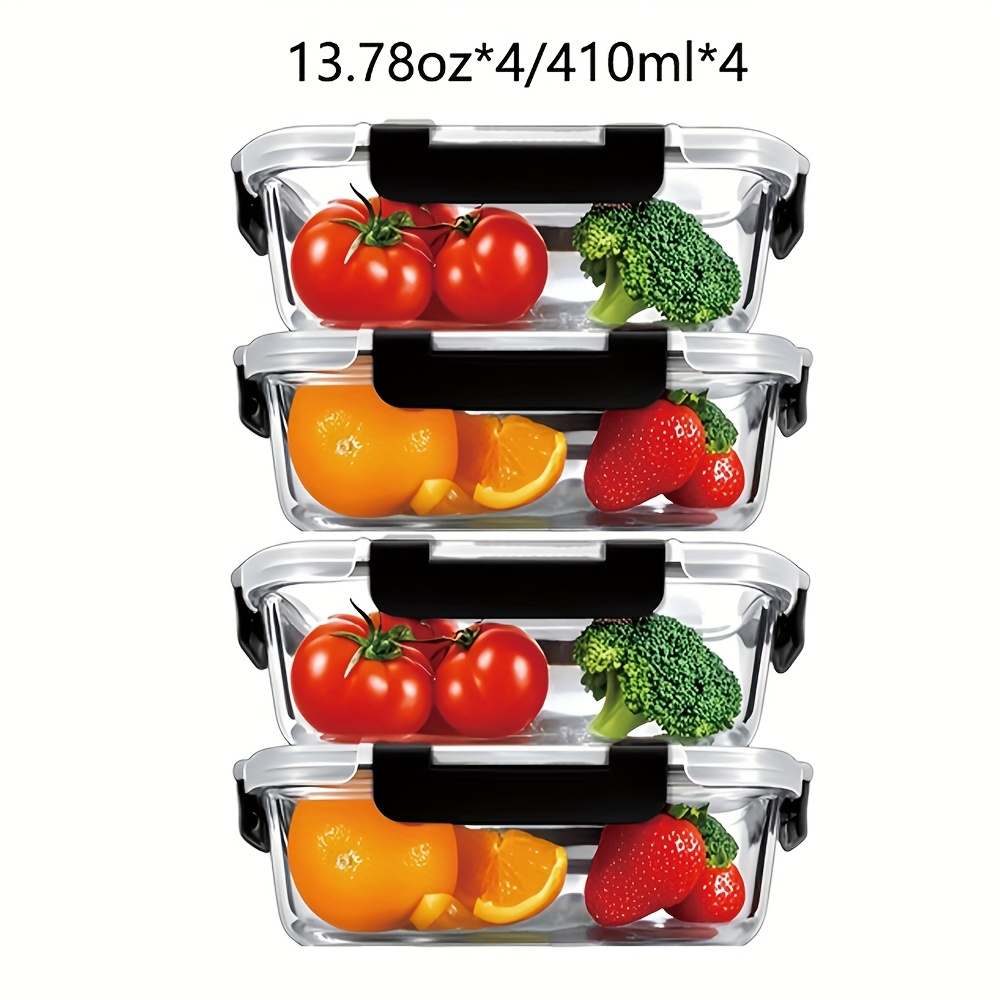 TEMU .78oz/410ml High Transparent Glass Lunch Box, Sealed Leak-proof Bento Box With Lid, Lunch Box, Lunch Boxes, Lunch Boxes For Work, Lunch Box For