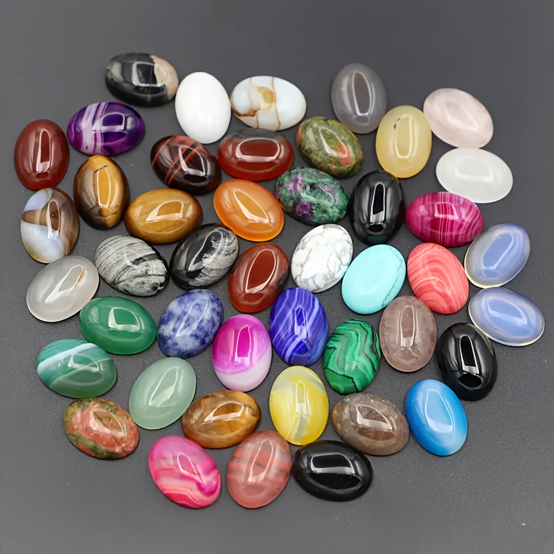 Image of 30pcs Of Colorful Oval Semi- - Shades - Polished Surface Suitable For Jewelry And Home Decoration