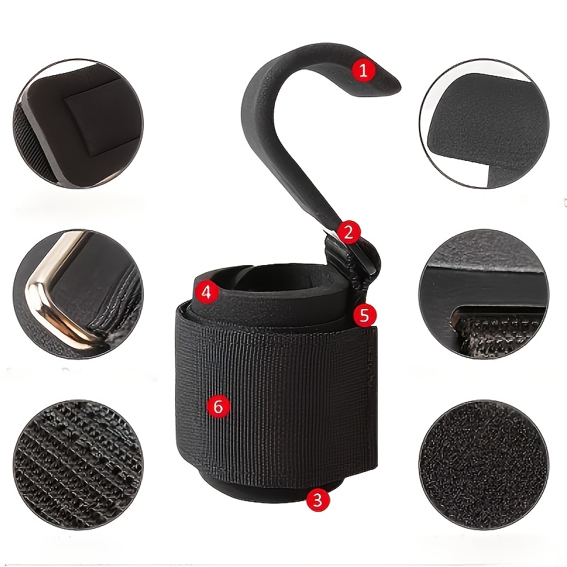 Adjustable Wrist Support Guard with Anti-Slip Booster Hook - Ergonomic Design for Pull-Ups, Dumbbell & Bar Workouts - Durable Black Strength Training Equipment for Gym & Home Use, Gym Accessories