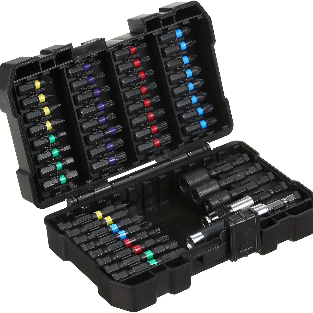 TEMU 45pcs Drill Bit Set Screwdriver Impact Screwdriver Suitable For Wood, Metal, Steel, And Power Tools Screwdriver Heads, With Box, Suitable For