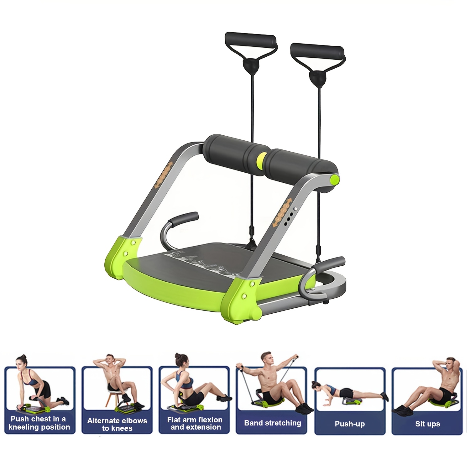 Adjustable Abdominal Exercise Machine, Foldable Home Trainer With 4 Resistance Gears & Auto Rebound, For Core, Leg & Hip Training