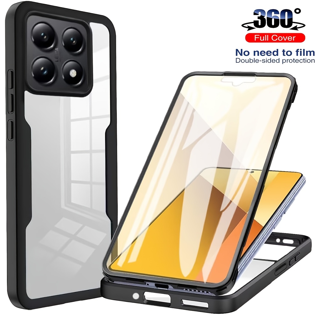 

360 Full Body Shockproof Case For Xiaomi 14t 13t Pro 14c 13c A3 4g Pro+ Plus 5g Poco F6 Pro Front And Back Double Transparent Cover With Built-in Screen Protector