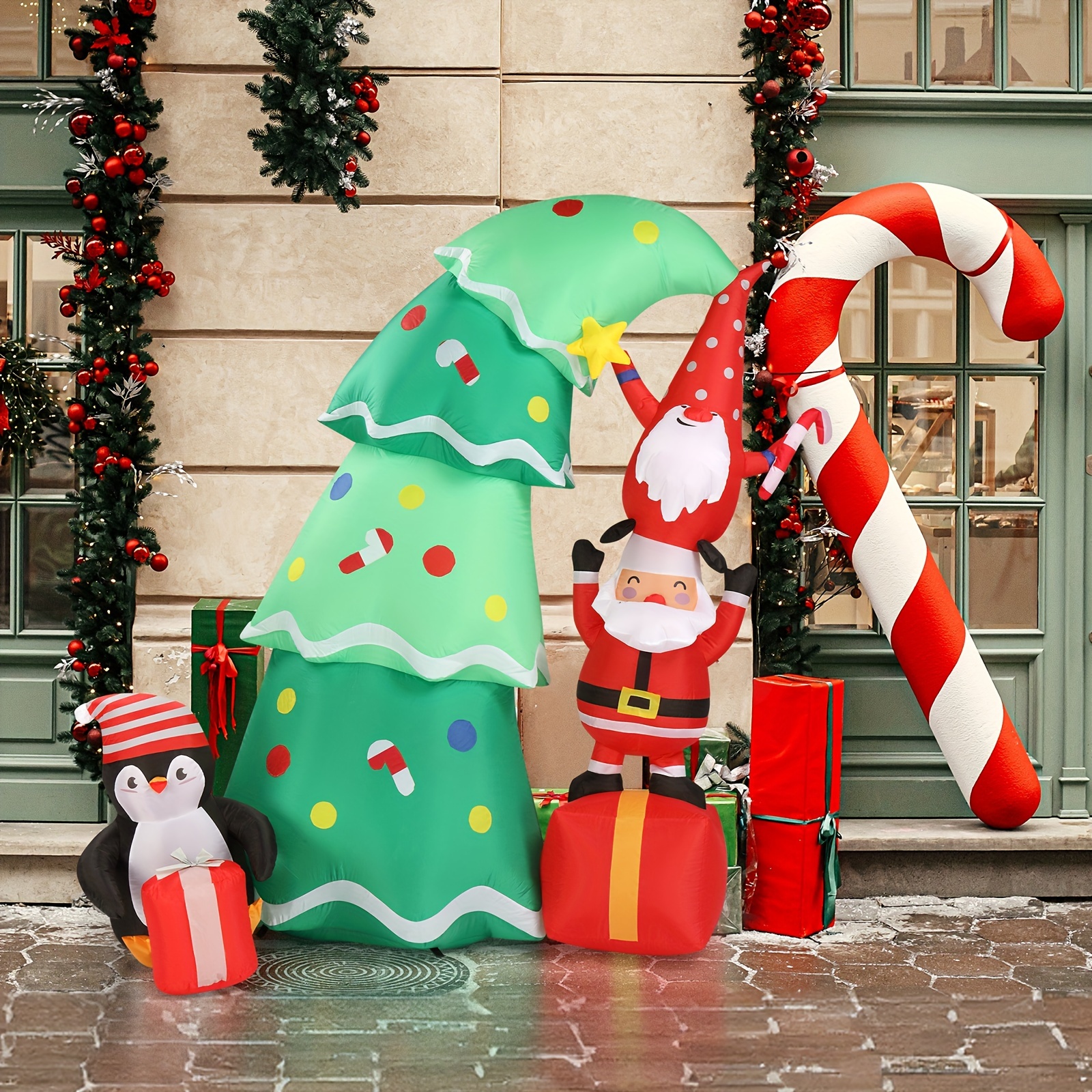 

Motoos 6 Ft Lighted Christmas Inflatable Elf And , Led Lights Decor, Mixed , Plastic , Decoration