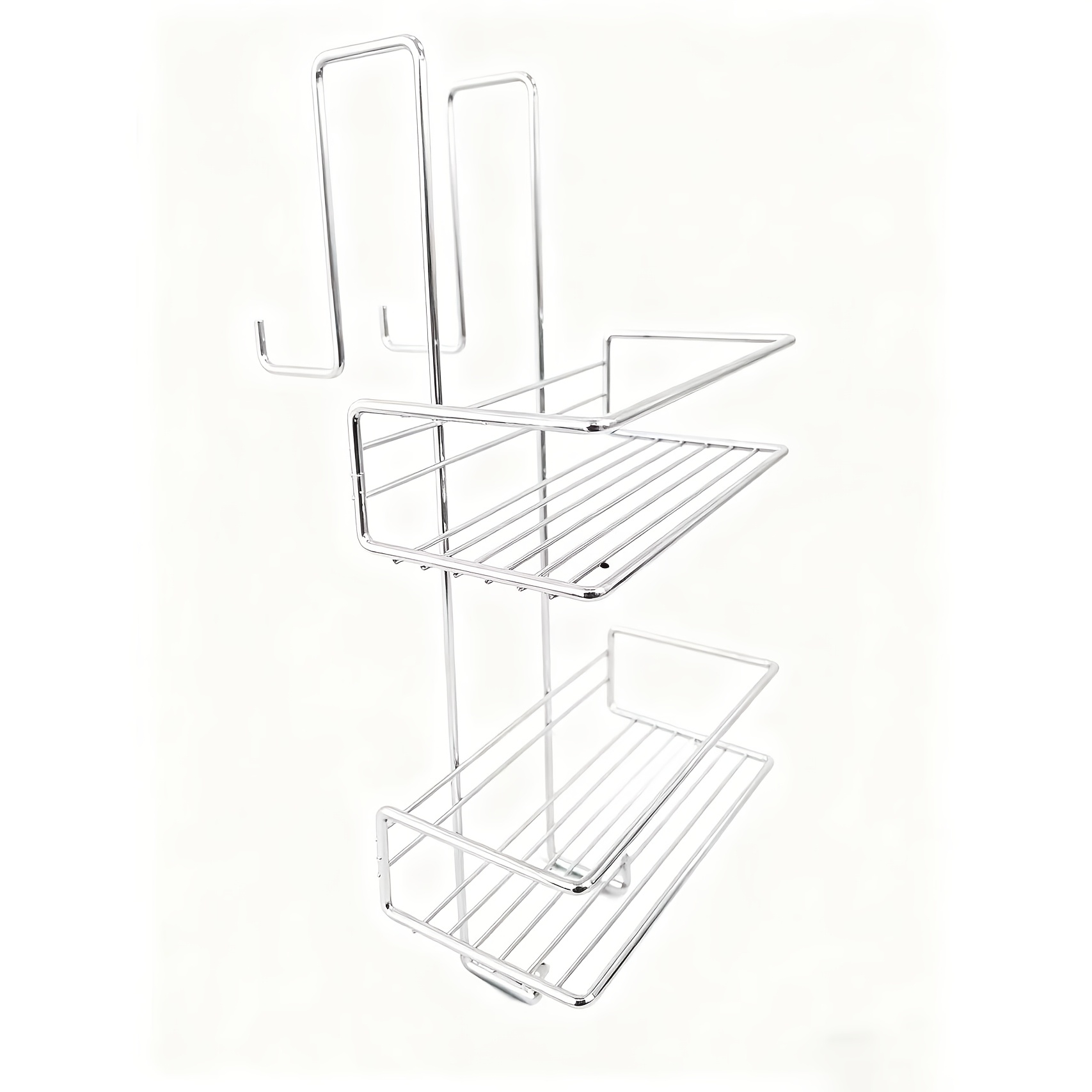 TEMU Bathroom Living Room Balcony Hanging Two-tier Shelf Silver, Shelves