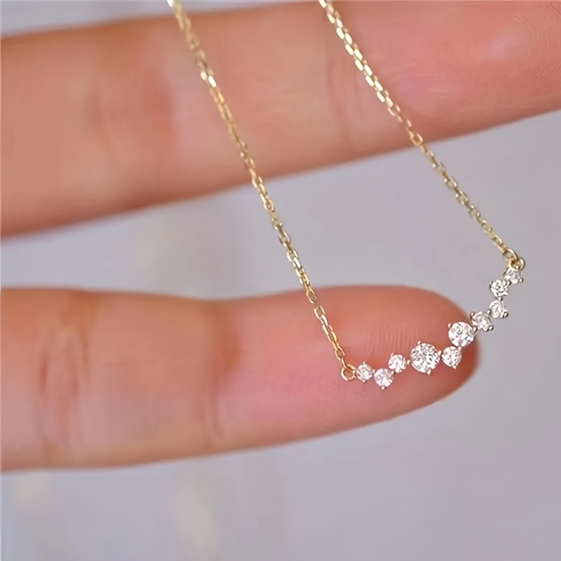 E-shop 1 Stück Damen Mode Anhänger Halskette, Einfacher Synthetischer Zirkonia Anhänger für Braut Hochzeit Verlobungszeremonie, Schlüsselbein Kette