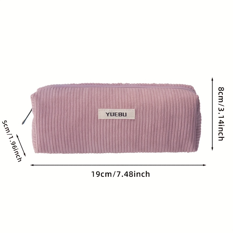 E-shop Neues Retro Corduroy Stifteetui in Unifarben, Münzfach, künstlerische minimalistische Kosmetiktasche, Aufbewahrungstasche für Schüler