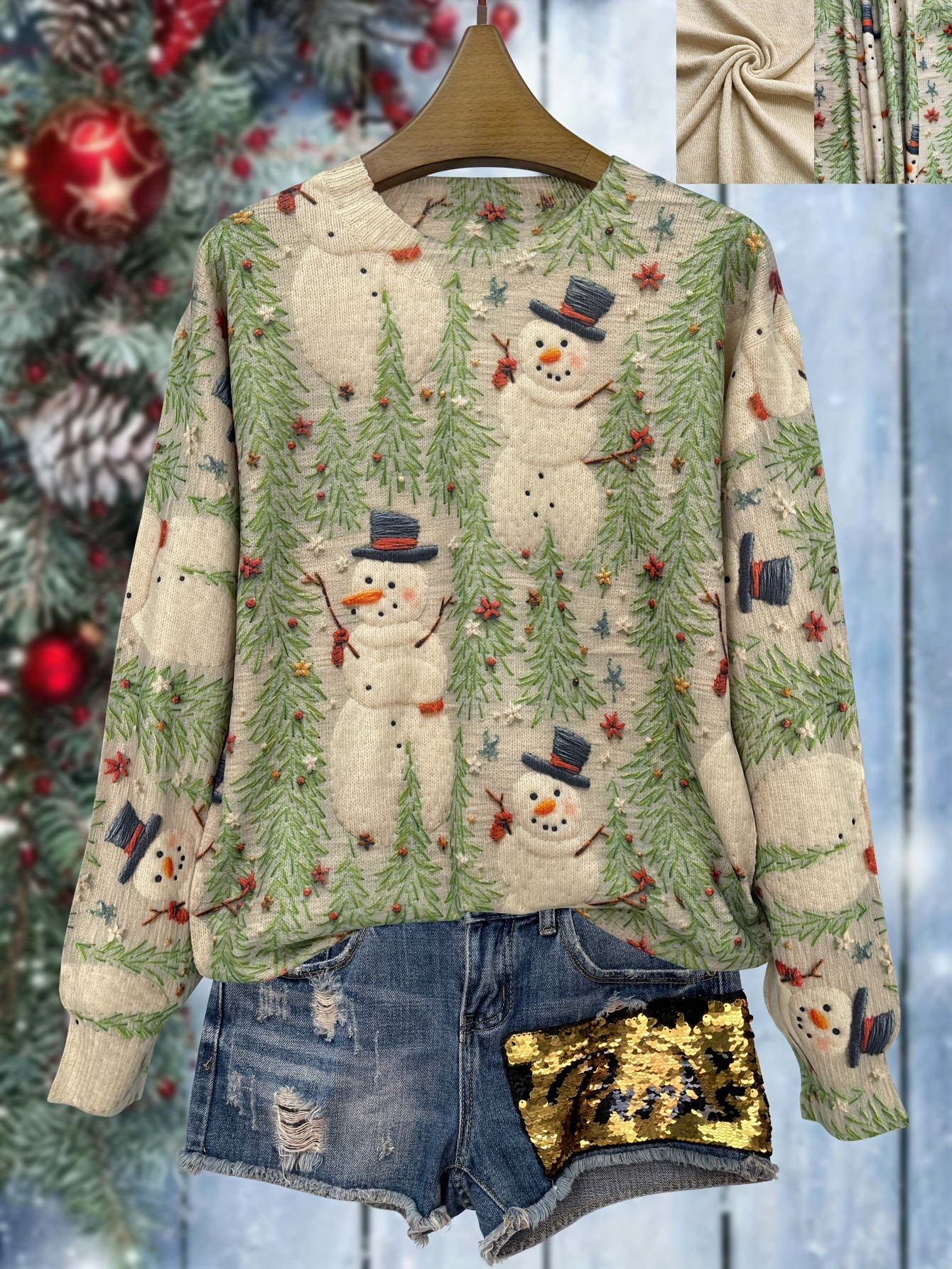 Wirziis Women's Christmas Sweater - Ugly Holiday Print, Comfortable O-neck, Long Sleeve, Size S-2XL