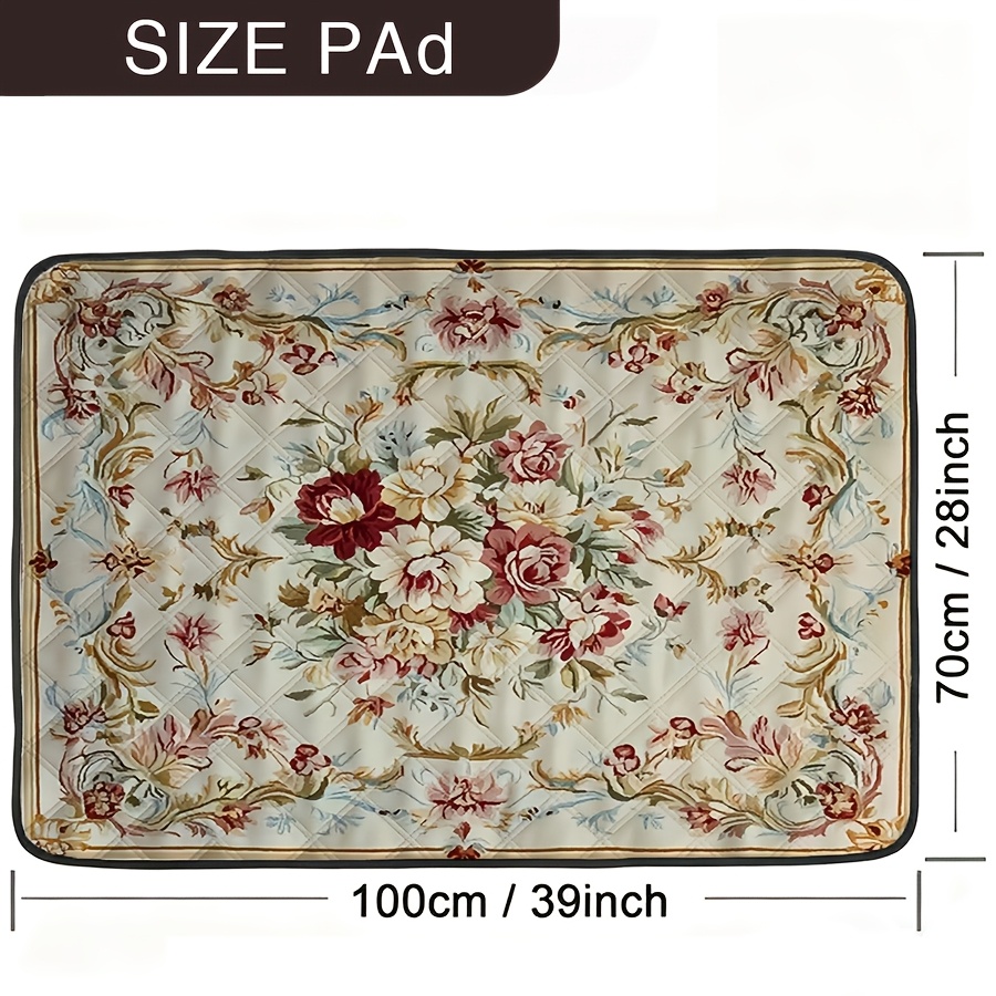 TEMU Tappetino per animali domestici 1 pz, lavabile e riutilizzabile, con elegante motivo vintage a rose, tappetino per l'addestramento degli animali