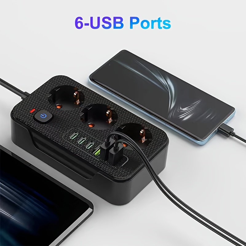 2024 Naujas Daugiafunkcis Elektros Juostos/Įkrovimo Lizdas/Įkrovimo Juosta, Įrengtas su 3 Elektros Lizdais, 3 USB-A ir 3 TYPE-C, Tinkamas Namams, Biurui, Virtuvei, Garažui, Lauko Naudojimui