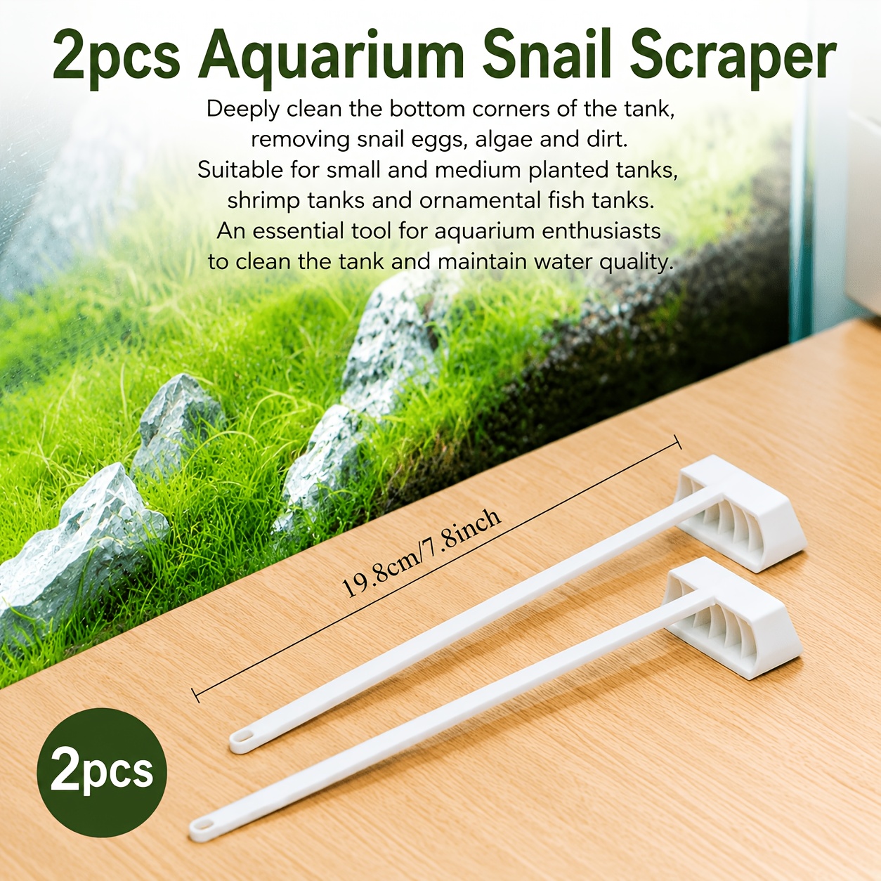 TEMU 2pcs Aquarium Snail Scraper, Aquarium Cleaning Tool, Can Bottom Corners Of To Remove Snail Eggs And Algae. Suitable For Planted Tanks, Shrimp