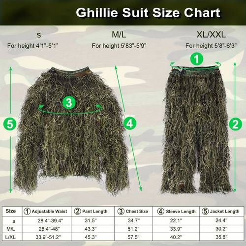 6 in 1 ghillie suit 3d camouflage hunting apparel including jacket pants hood carry bag and camo tapes set desert yellow set