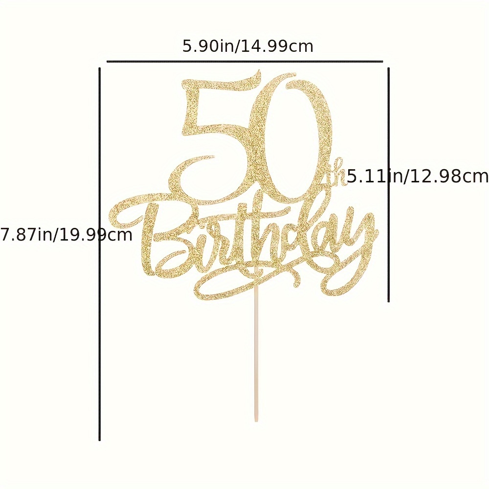 Golden Happy Birthday Cake Topper - 60/30/50/80 Years With Cheers & Fabulous Party Decor, Bamboo Material For Halloween,christmas Event & Party Supplies Halloween&christmas