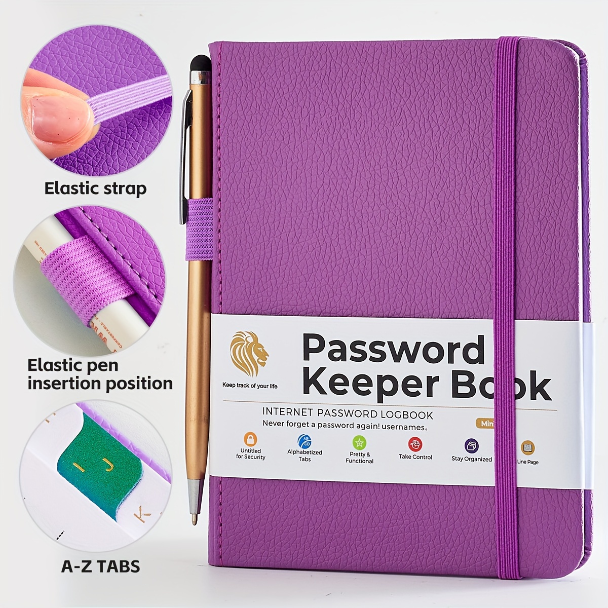 

A6 Logbook With A-z Tabs, Internet Address , Mini Password Organizer For Seniors, Office, Home, Password Storage, Pen Included