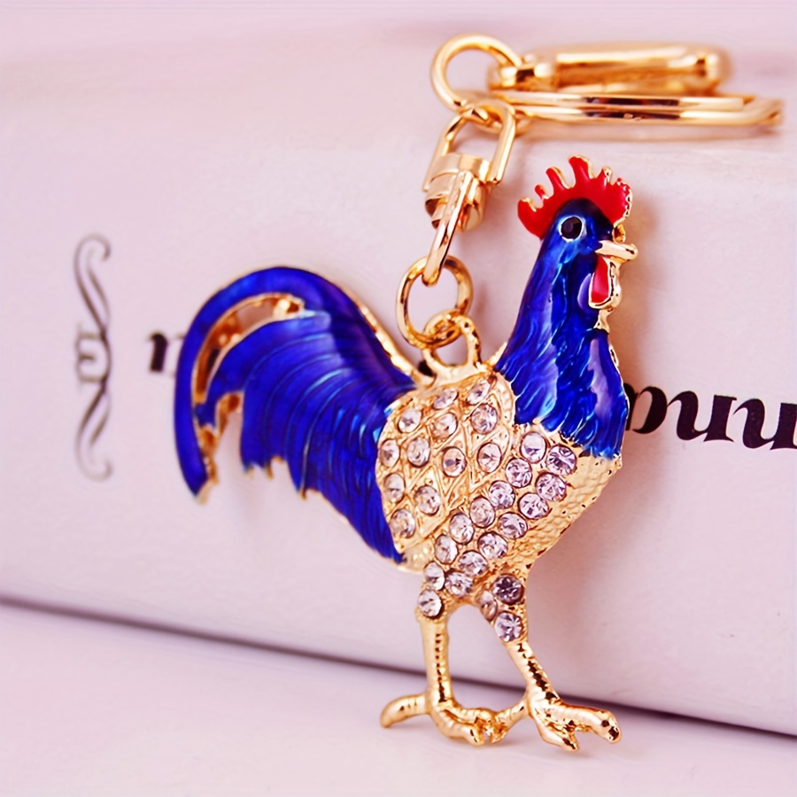 Chinese Style Creative Cute Oil Drip Zodiac Rooster Chick Golden Rooster Car Keychain Metal Bag Charm Accessory Gift For Girlfriend Boyfriend Women Men Key Ring Keychain
