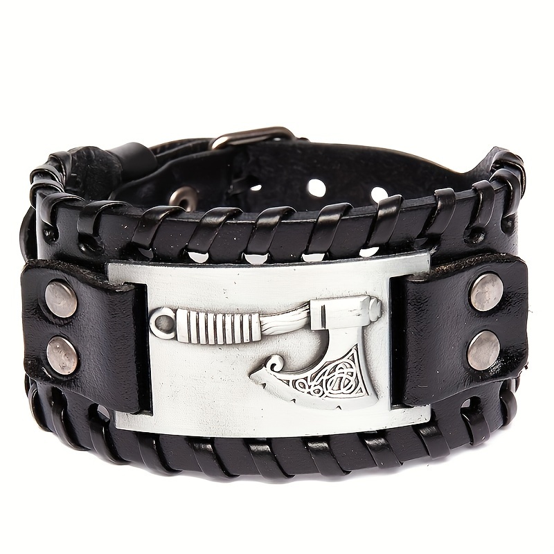 【BLACKPURPLE】25SS★ Big Belted Cowhide Bracelet Amazon.com: BIYONGDE Handmade Black Braided Leather Bracelet