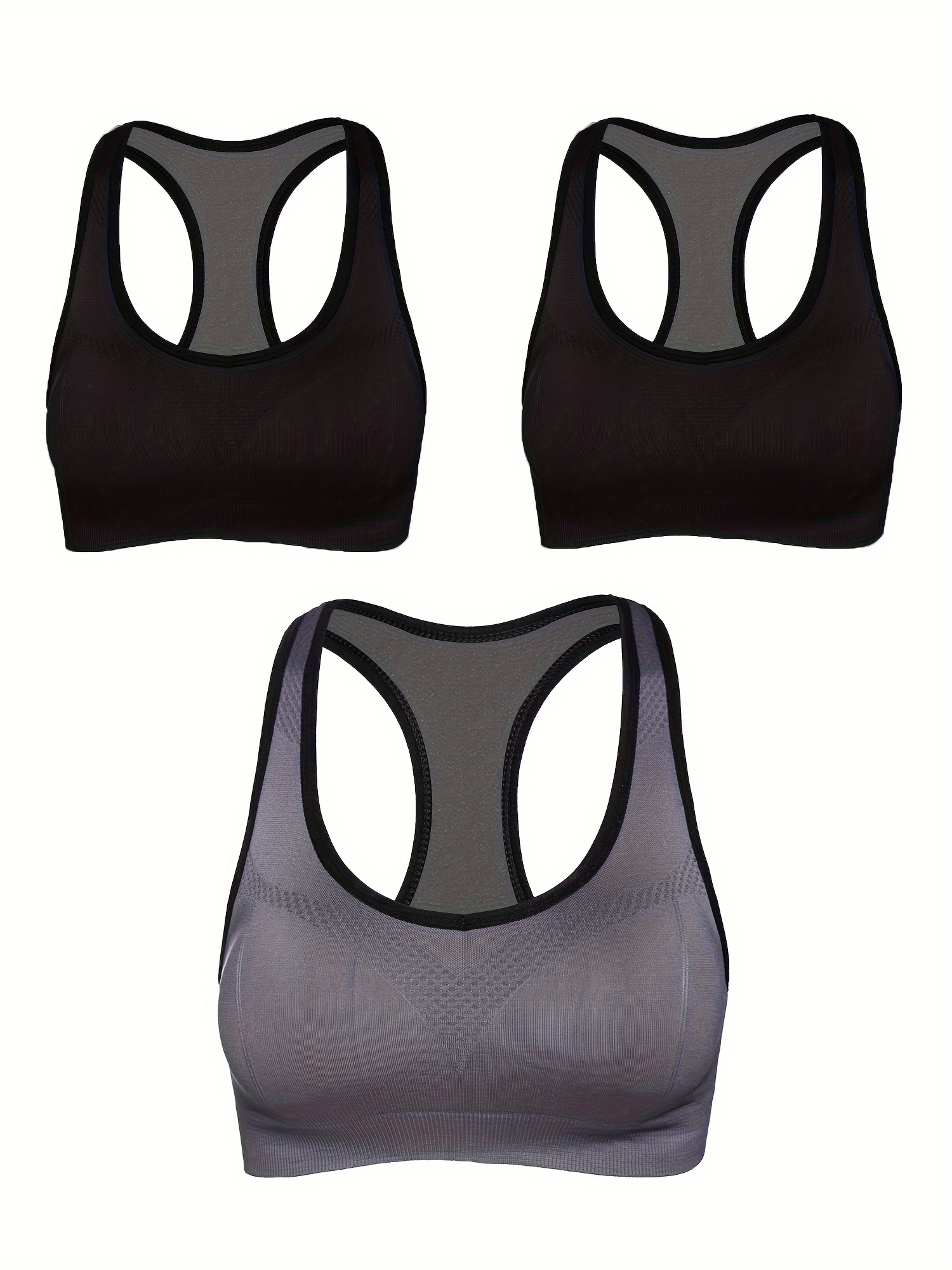 3-Pack Racerback Sports Bras Seamless High Impact Support Yoga Workout  Fitness