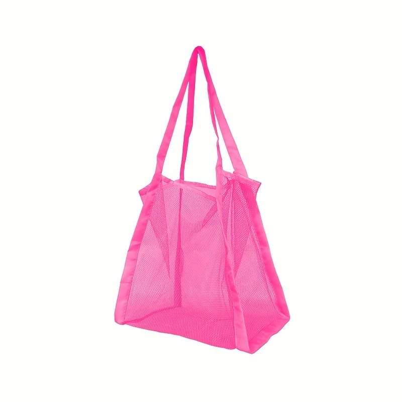 Image of Fitness Bag. Beach Net Storage Bag, Large-capacity Multifunctional Solid-color Shoulder Net Bag, Mesh Beach Bag Toiletry Storage Bag, Suitable For Summer And