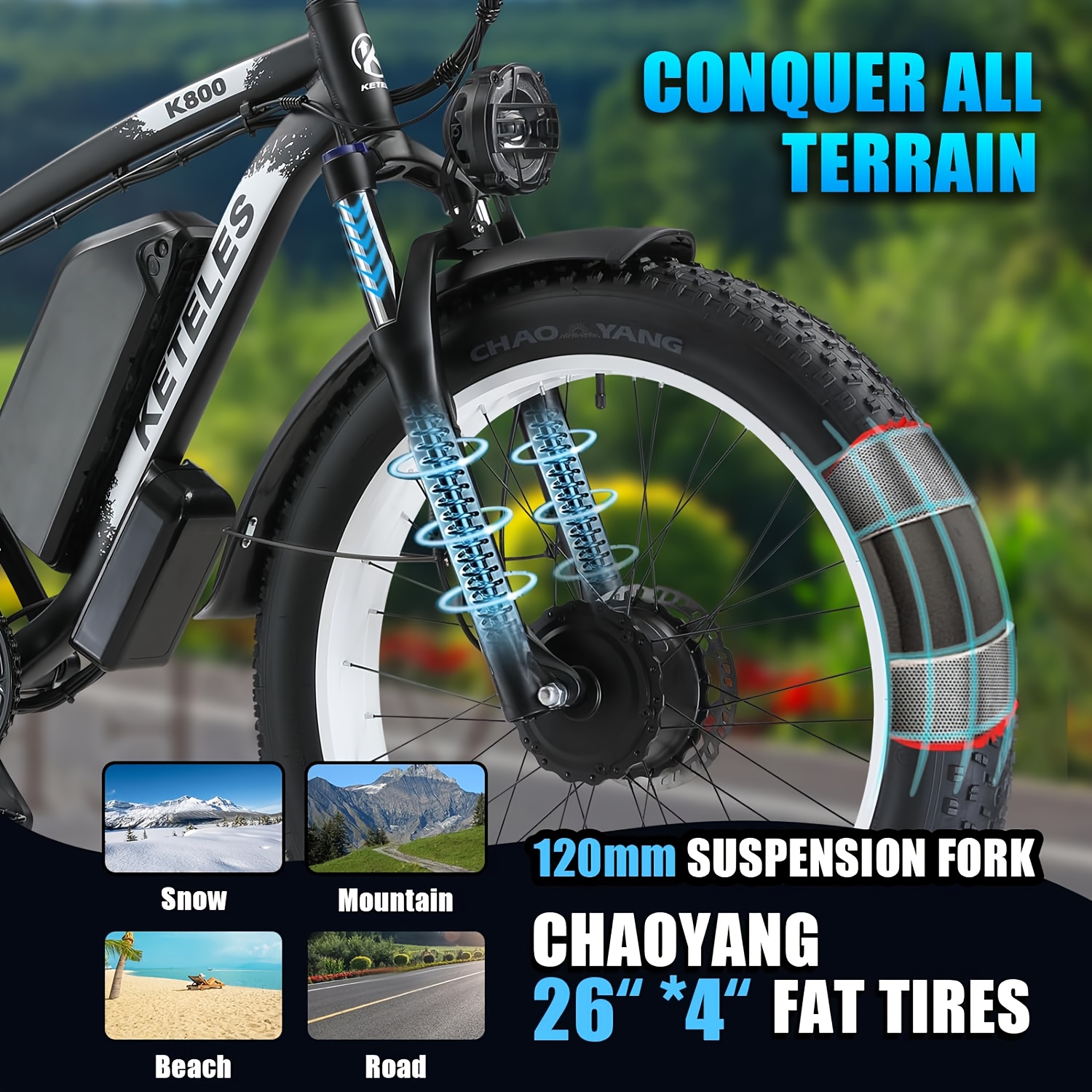 26 electric bike for adults,   electric scooter with 48v 1104wh removable lithium-ion battery, 500w brushless motor, 19mph, up to 50 miles, electric dirt bike, dual motor Product details 5