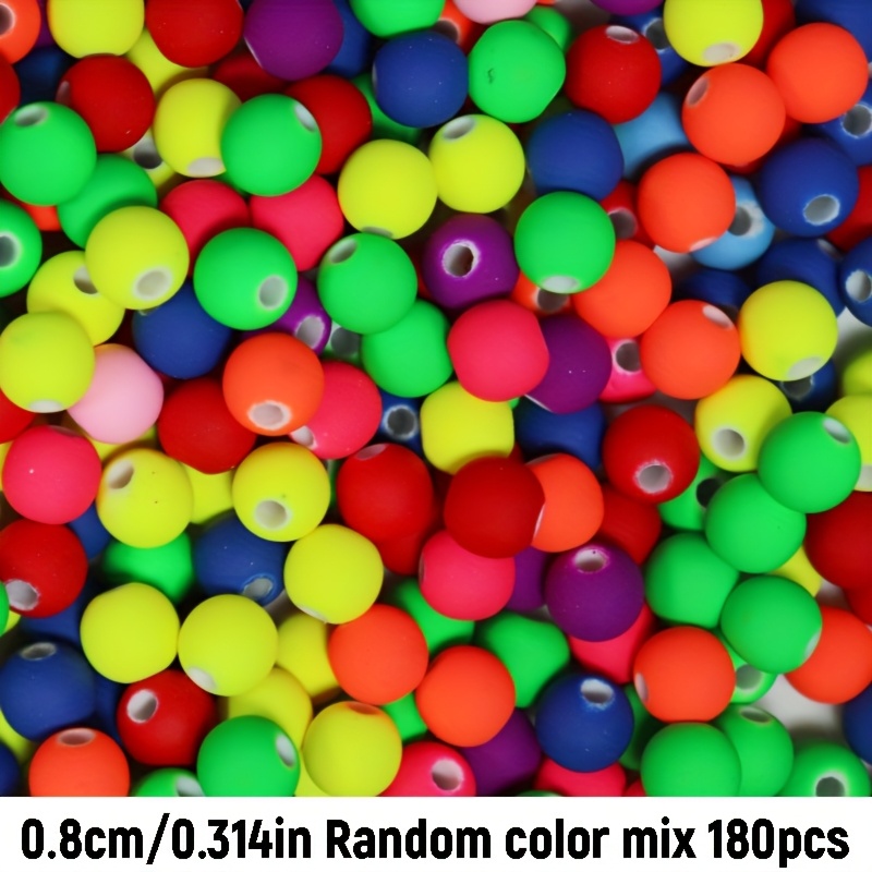 Image of 180pcs 8mm Random Through-hole Frosted Round Bead, For Jewelry Makingbracelet Necklace Keychain Additions Handmade Materials