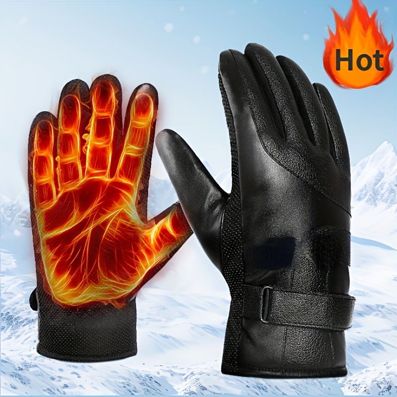 

's Touchscreen- Fleece-lined Pu Gloves - , & Thickened For Cycling And Motorcycle , -washable