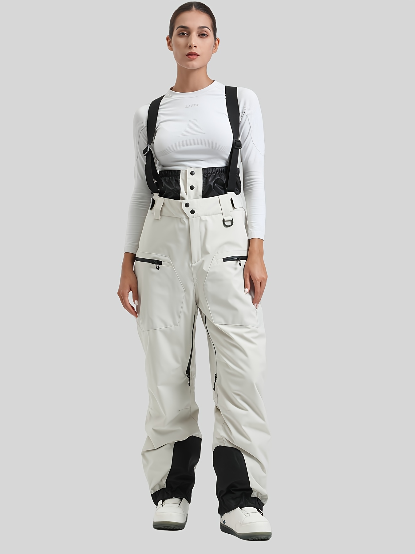 womens ski pants loose fit windproof snow pants button Temu