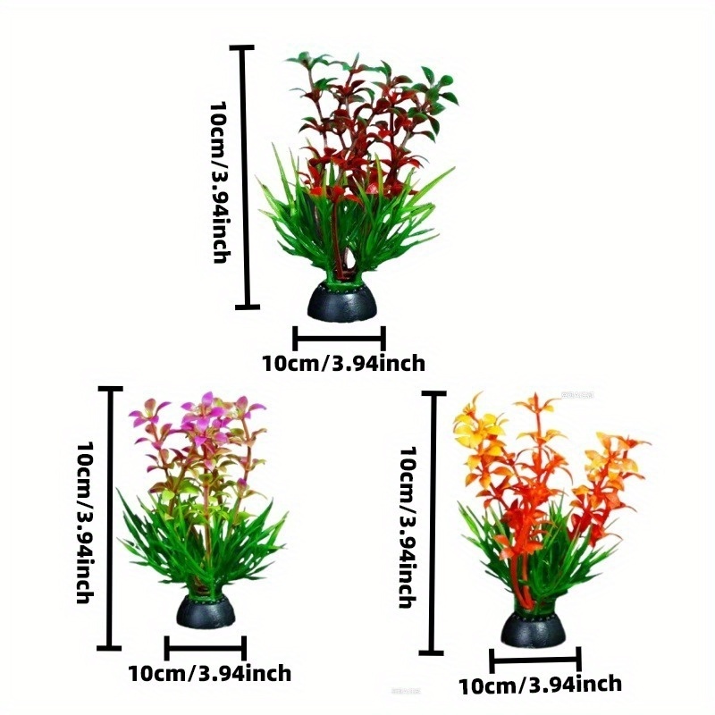 Image of 3pcs Aquarium Decorative , Plastic Artificial Aquatic Plants - Realistic Pvc Water Plants With Leaf Types, Indoor Aquariums & Fish Tanks