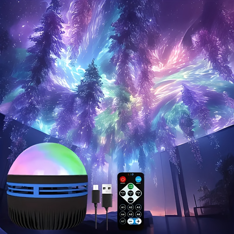 An Aurora Projector, Star Projector, with 7 Lighting Effects, LED Color Changing Lamp for Home Decoration, Home Decoration Birthday and Christmas Gift
