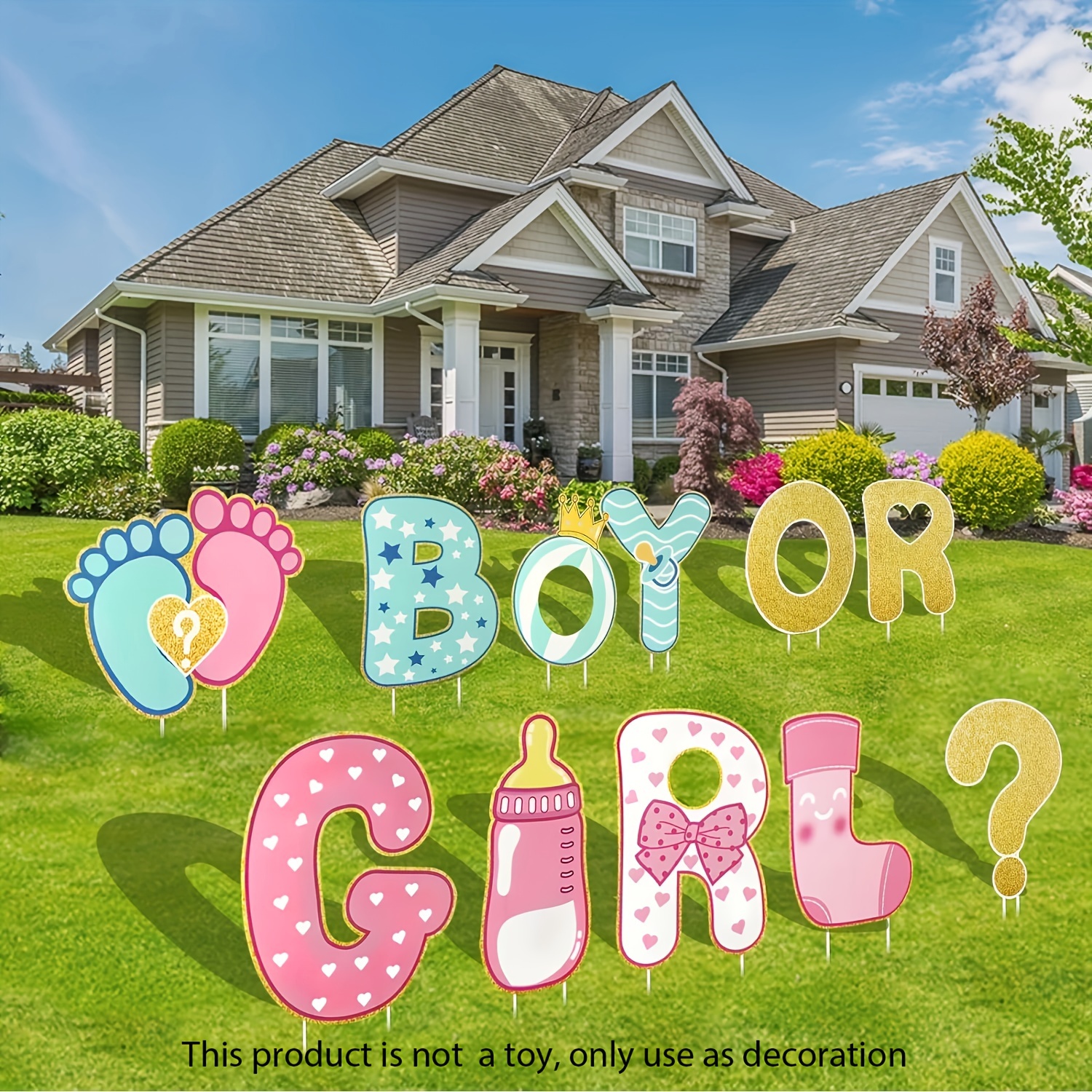 

11 Pieces Gender Reveal Decorations Baby Shower Yard Signs With Stakes, Baby Gender Reveal Ideas Yard Letters Lawn Signs Boy Or Girl Gender Reveal Party
