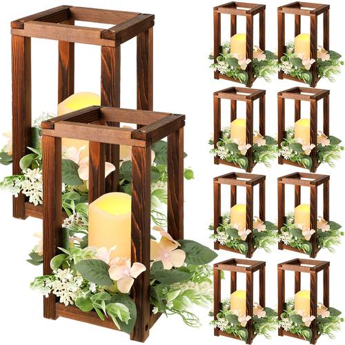 halloween christmas 30 piece rustic wooden candle lantern set with integrated holders waxes garlands ideal for wedding and valentine s day table decorations