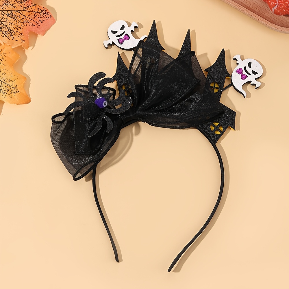 TEMU 1pc Halloween Bow Headband For Women Spider Tulle Hair Hoop Hair Accessories For Halloween