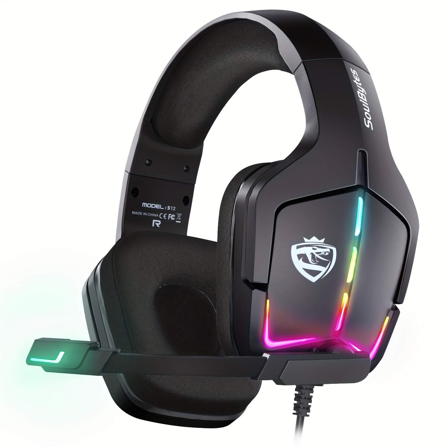 

Rgb Gaming Headphones S12 Wired Headset With Microphone Head-mounted For Ps4/ps5/pc/ 1 Gamer