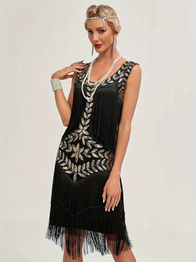1920 Vintage Sequin Dress * Ball Fringe Dress, Party Banquet Dance Dress, Beaded Cocktail Gown 1920 Vintage Sequin Dress * Ball Fringe Dress, Party Banquet Dance Dress, Beaded Cocktail Gown