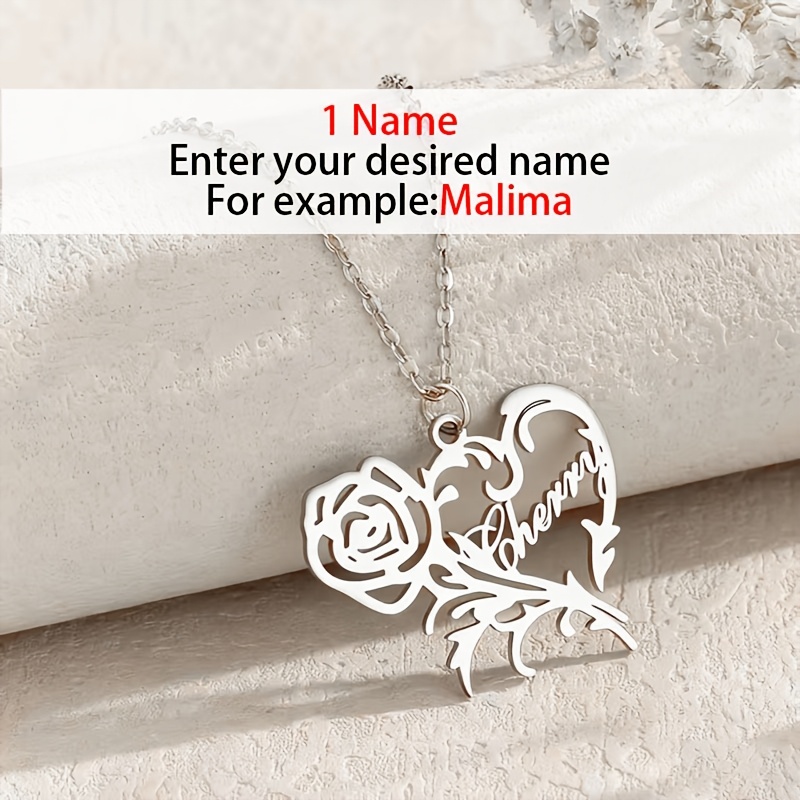 Custom Heart-Shaped Name Necklace, 18K Gold Plated Gift