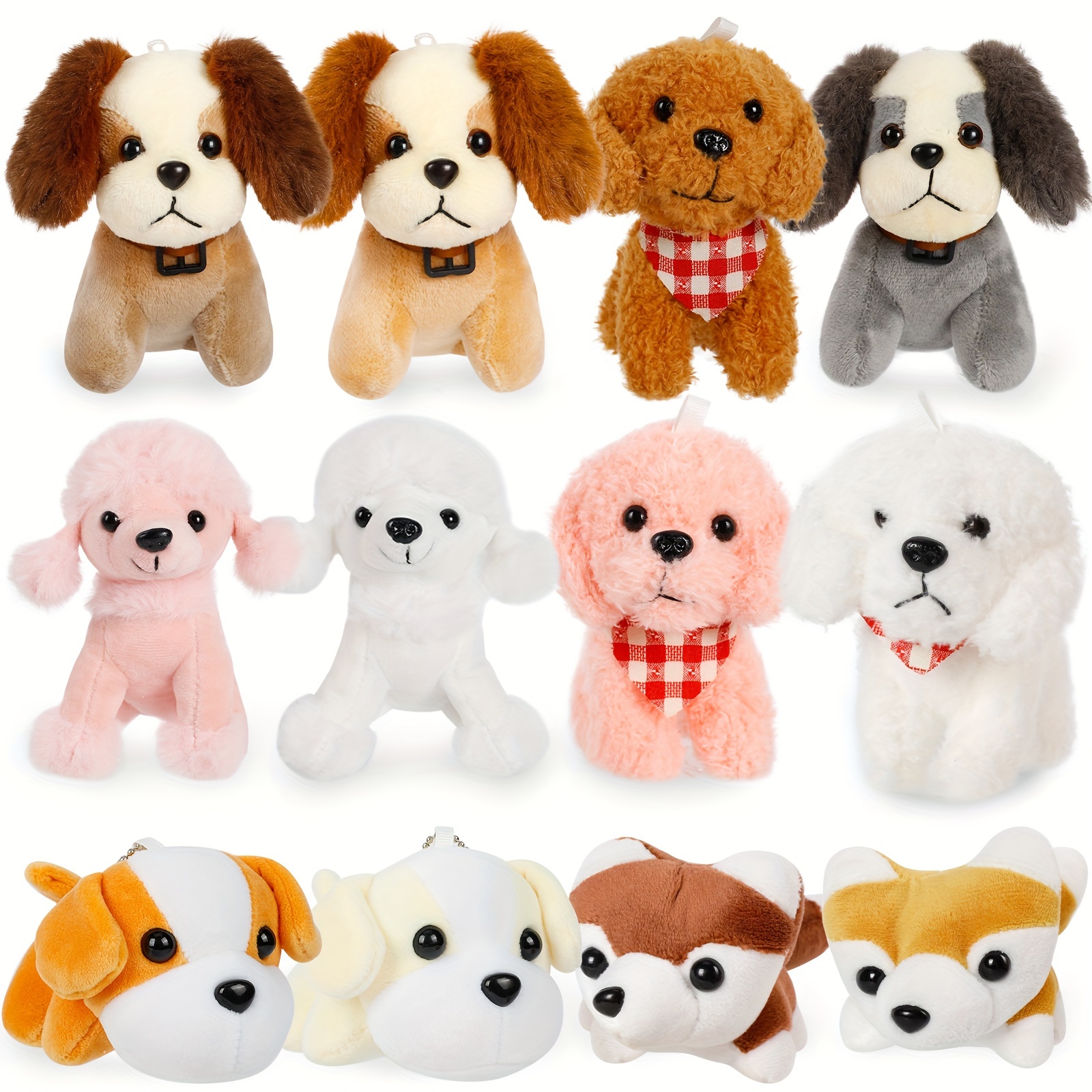 TEMU 12pcs Dog Stuffed Animals, 4.8 Inch Small Stuffed Animals Bulk, Assorted Puppy Stuffed Animals, Stocking Stuffers