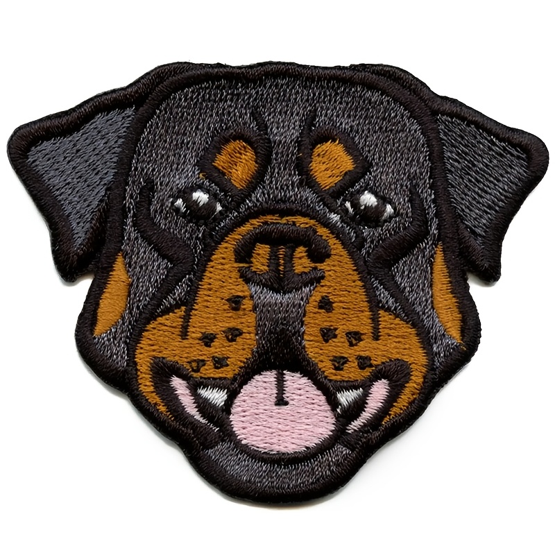 TEMU 1pc Rottweiler Head Patch Rottie Dog Breed Embroidered Iron On