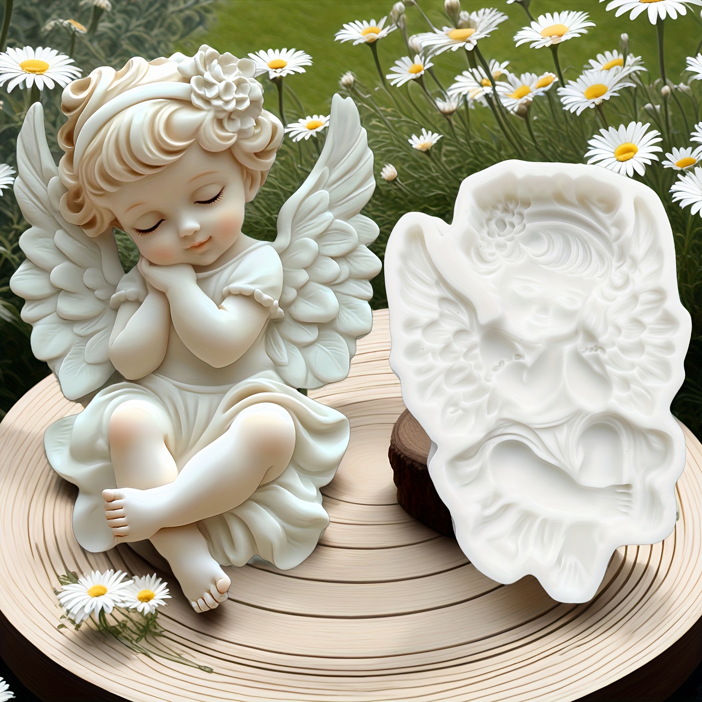 Image of 1pc Cute Little Silicone Mold For Baking & Candy Making - Reusable Diy Cake Wax Molds With Face, Hair & Wings - Christmas Valentine's Day Fondant Decorations ( For ' Treats)