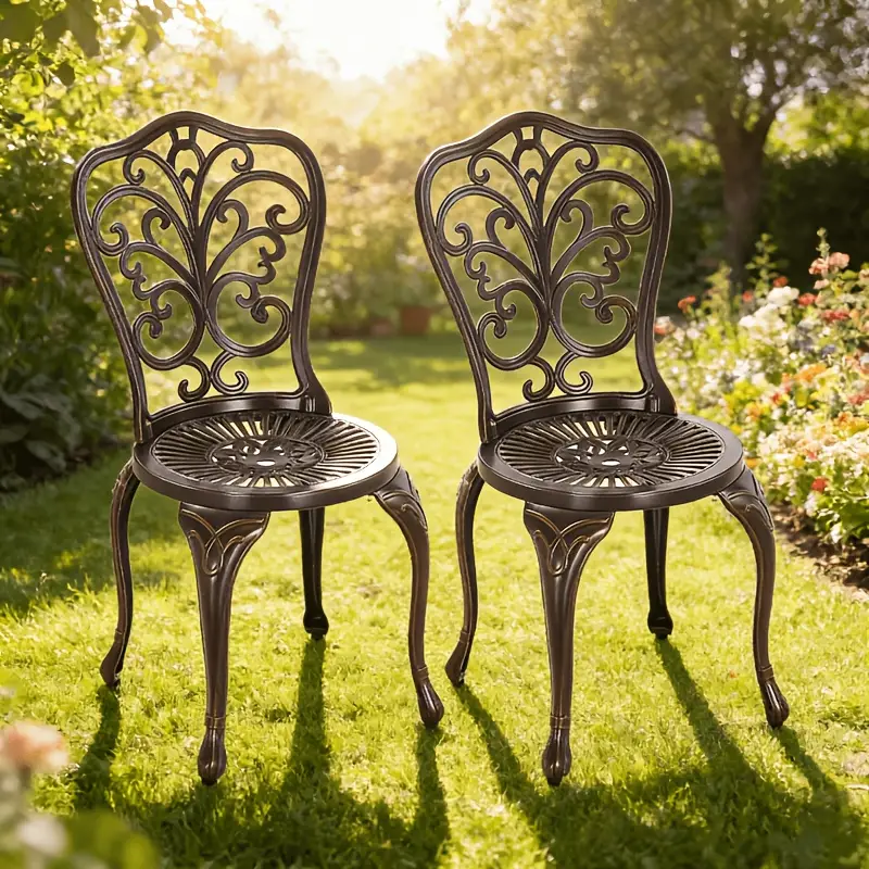 2er set outdoor stühle gusseisen esszimmer tisch innenhof