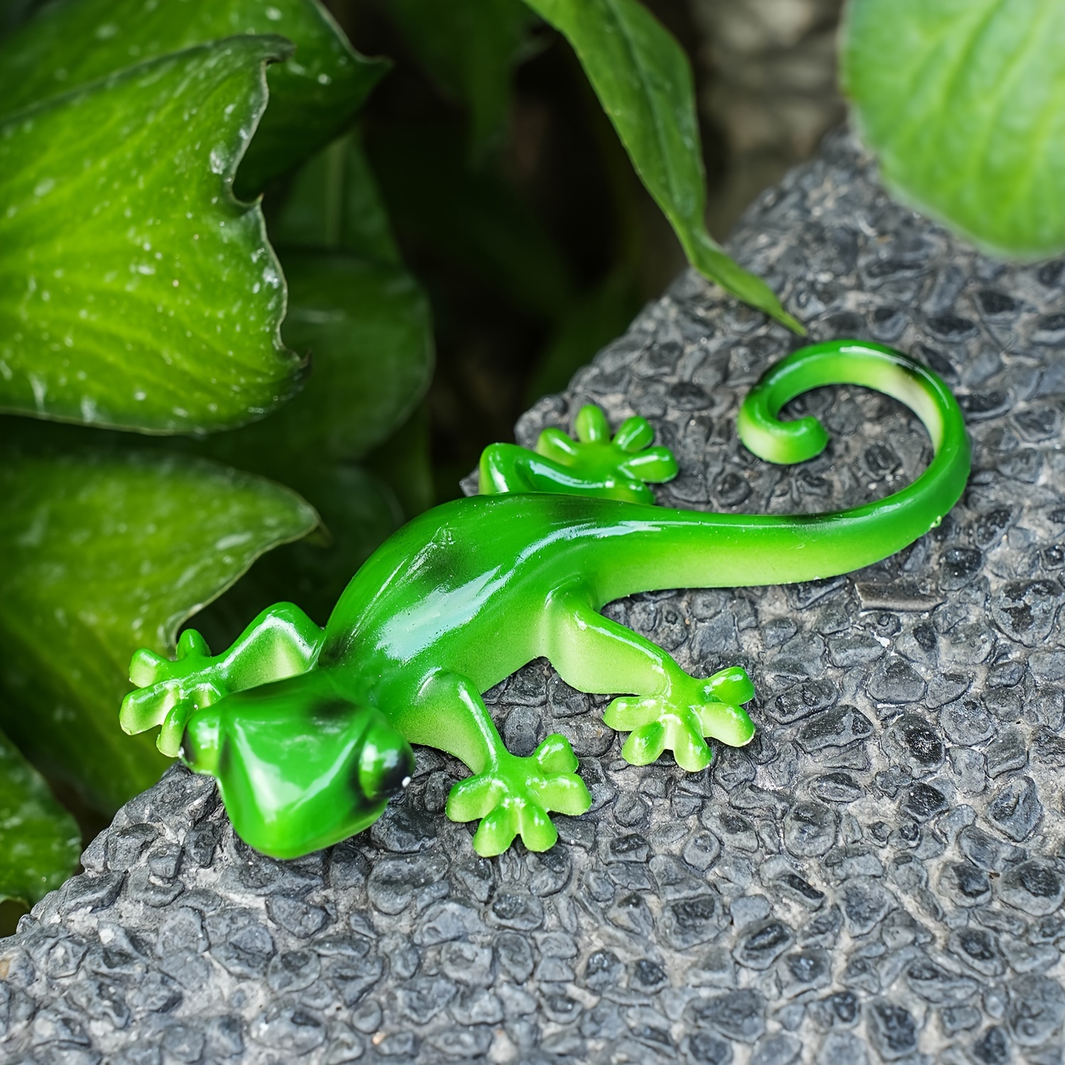 AB Tools Gecko-Statue Aus Kunstharz – Mittelgroß (26 X 14 X 8 Cm), Wetterfest, Handbemalt, Für Garten & Wand